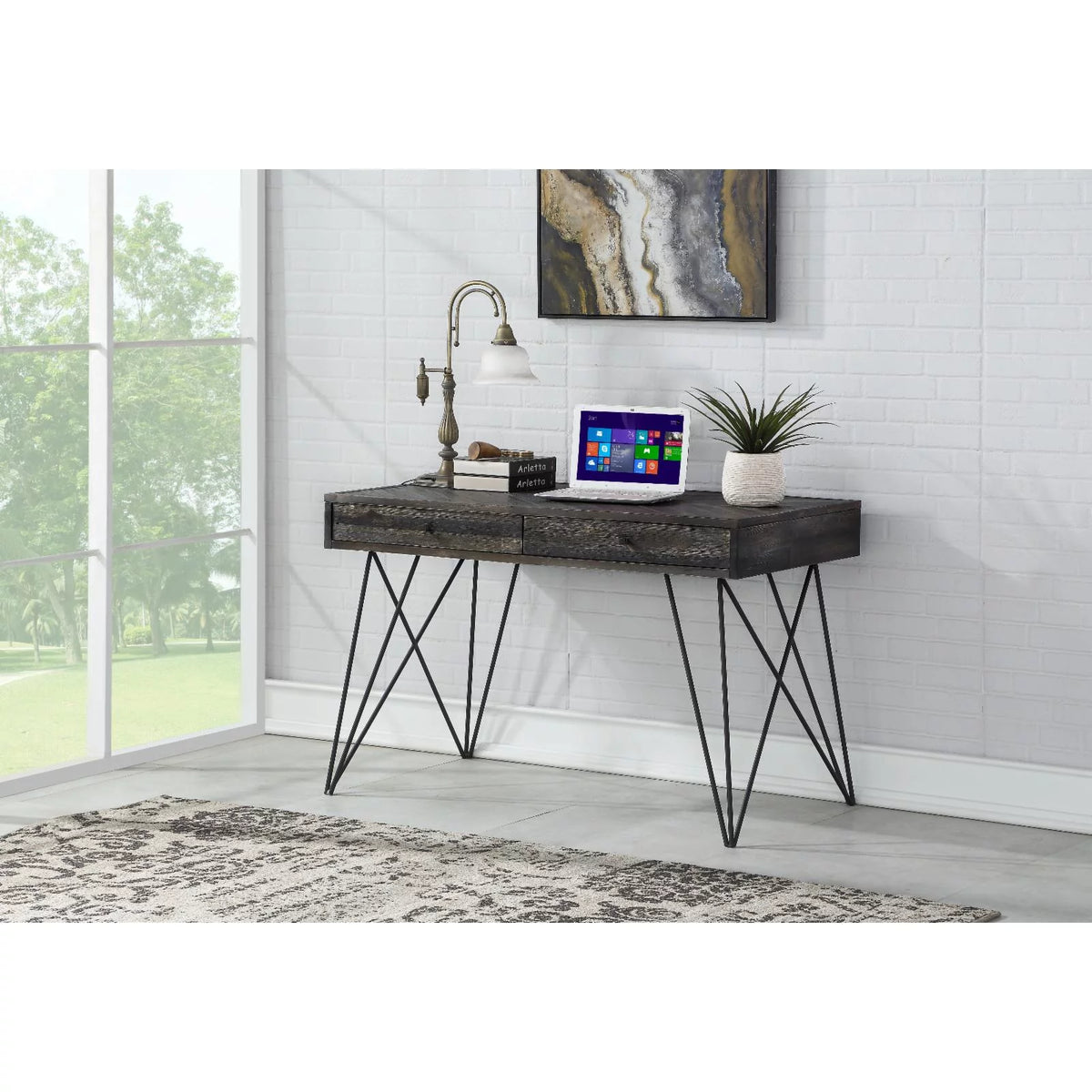 White Wood 2 Drawer Writing Desk A2560