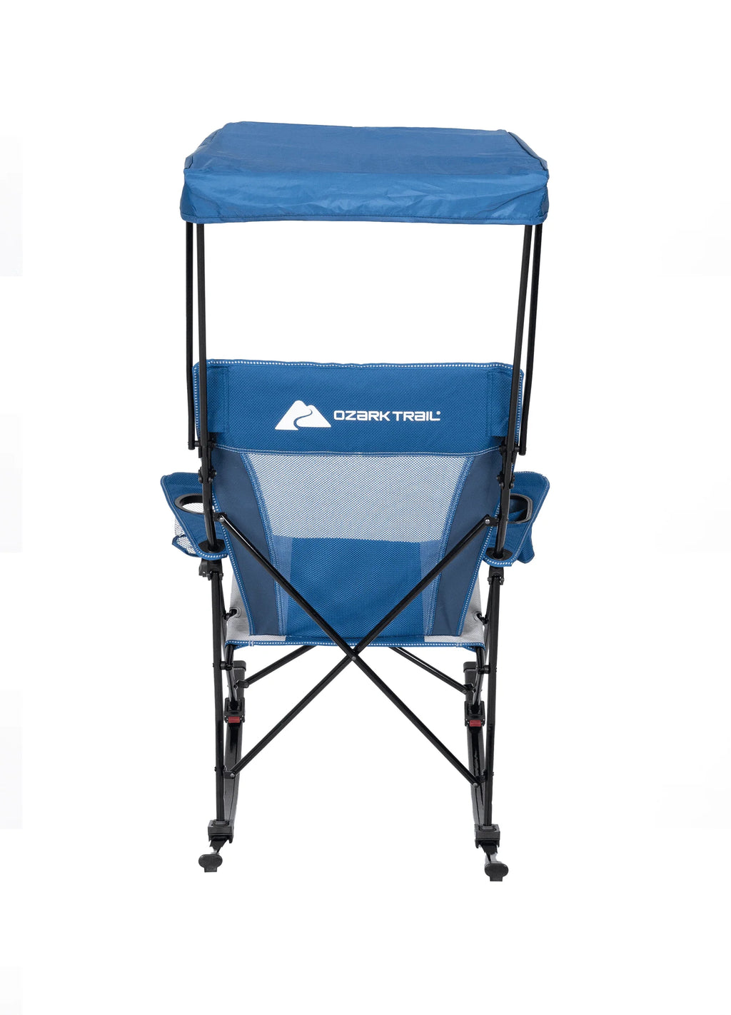 Blue and Grey Mesh Rocking Camp Chair with Canopy C716680