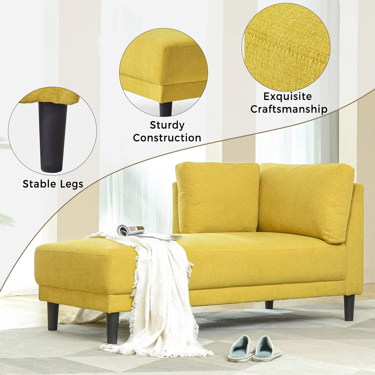 Yellow Chaise Lounge Chairs with Arms Z53527