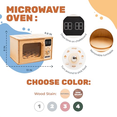 Dark Walnut Wooden Kids Microwave Oven Toy J8426