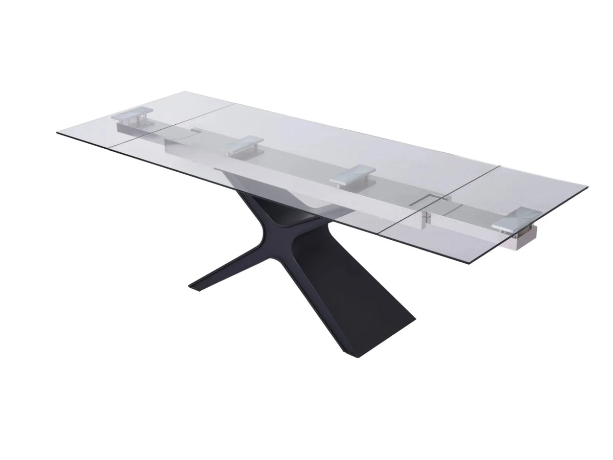 Glass & Black Extendable Rectangular Dining Table F624762