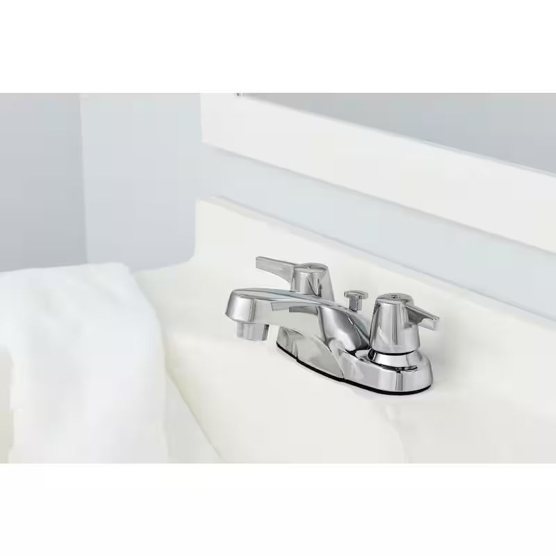 2-Handle Low-Arc Bathroom Faucet with Pop-Up Drain in Chrome E66282