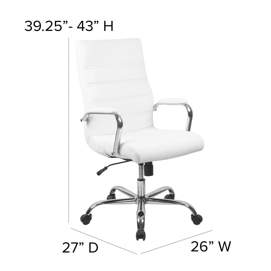 White High Back Executive Swivel Office Chair with Chrome Arms O6522