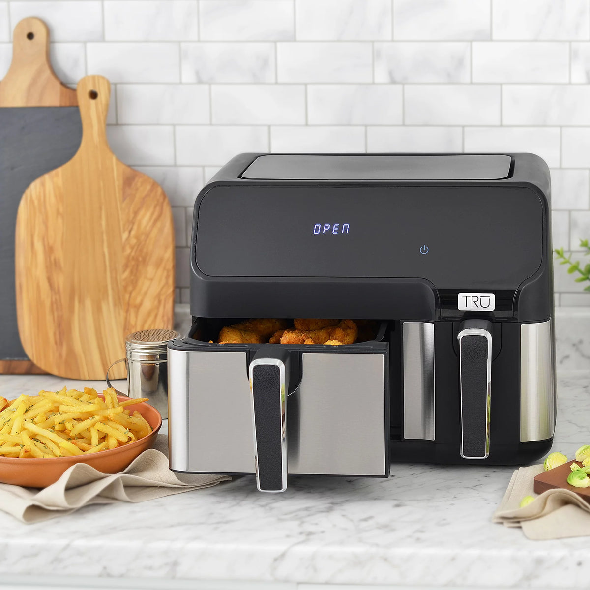 9 Quart Dual Basket Digital Air Fryer Black and Stainless K2630