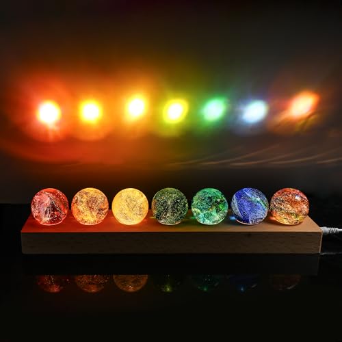 40mm Glass Ball Night Light with LED Wooden Base E9995