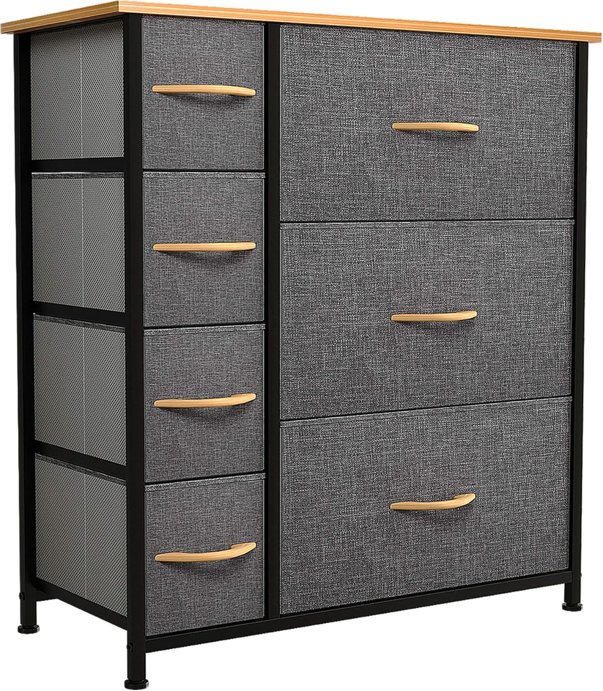 7 Drawers Fabric Dresser with Steel Frame and Wooden Top U857086
