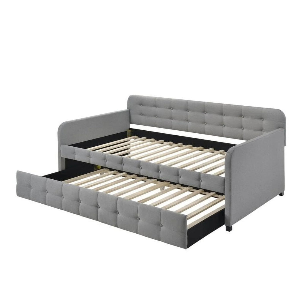 Gray Tufted Twin Daybed with Trundle D657628