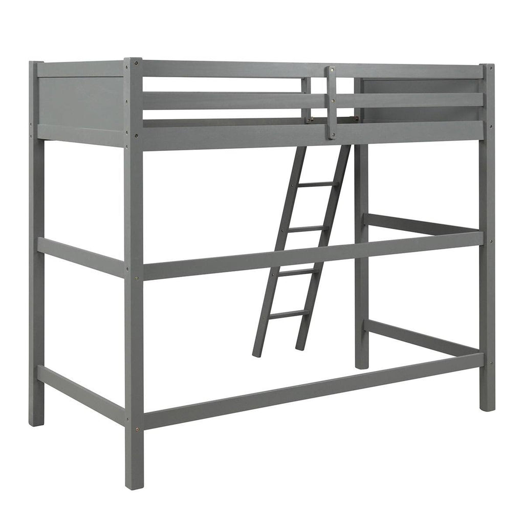 Grey Solid Wood Loft Bed with Angled Ladder Y506847