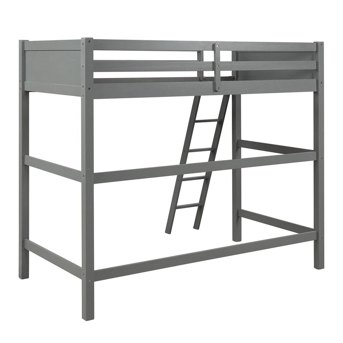 Grey Solid Wood Loft Bed with Angled Ladder Y506847