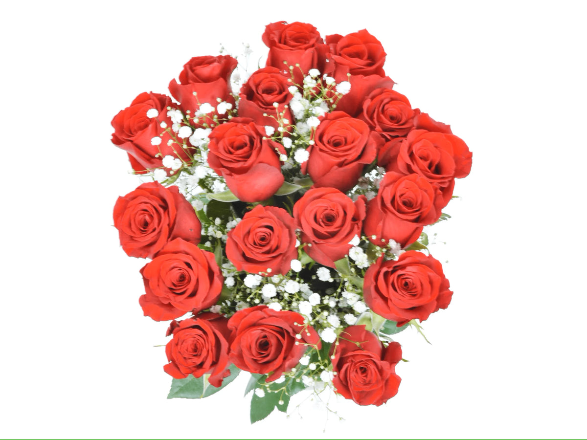 Fresh-Cut Red Roses with Glass Vase S38103
