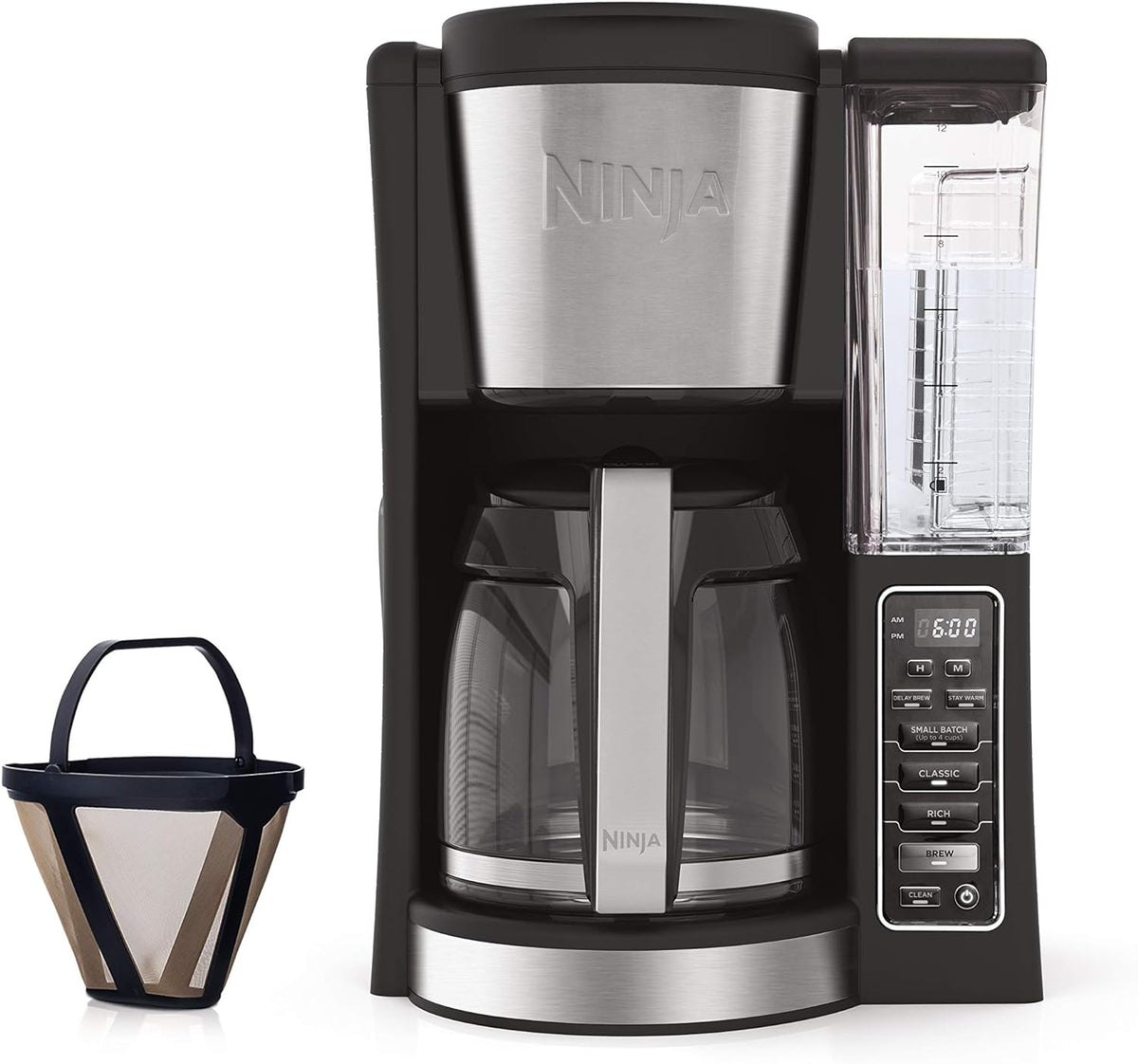 12-cup Glass Carafe Programmable Brewer, Black and Stainless Steel M619