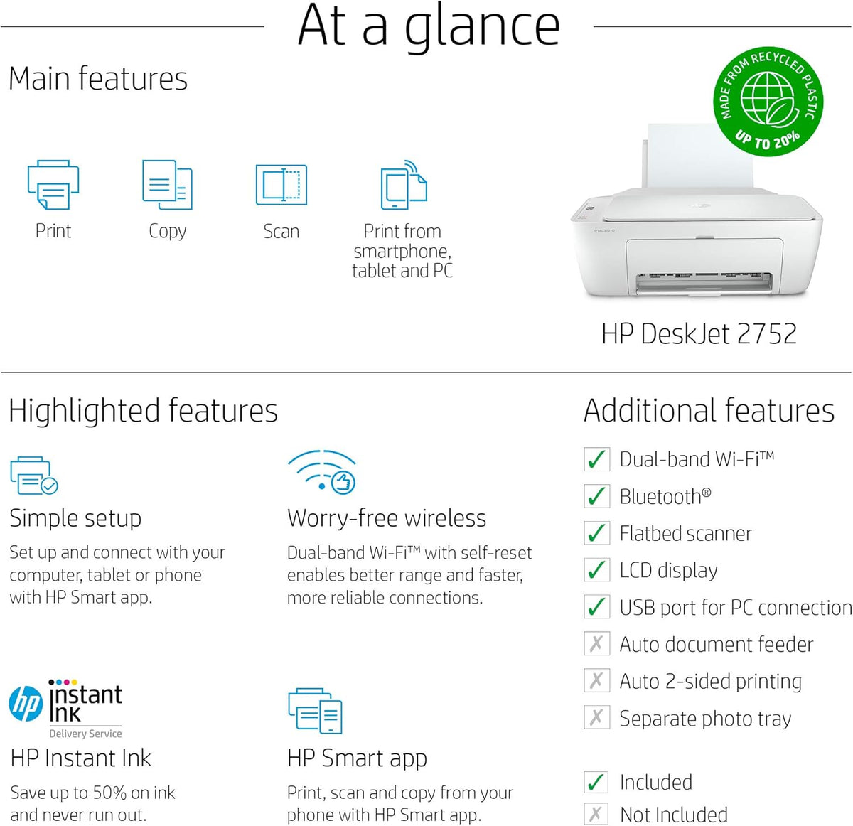 HP DeskJet Wireless All-in-One Color Inkjet Printer Y7352