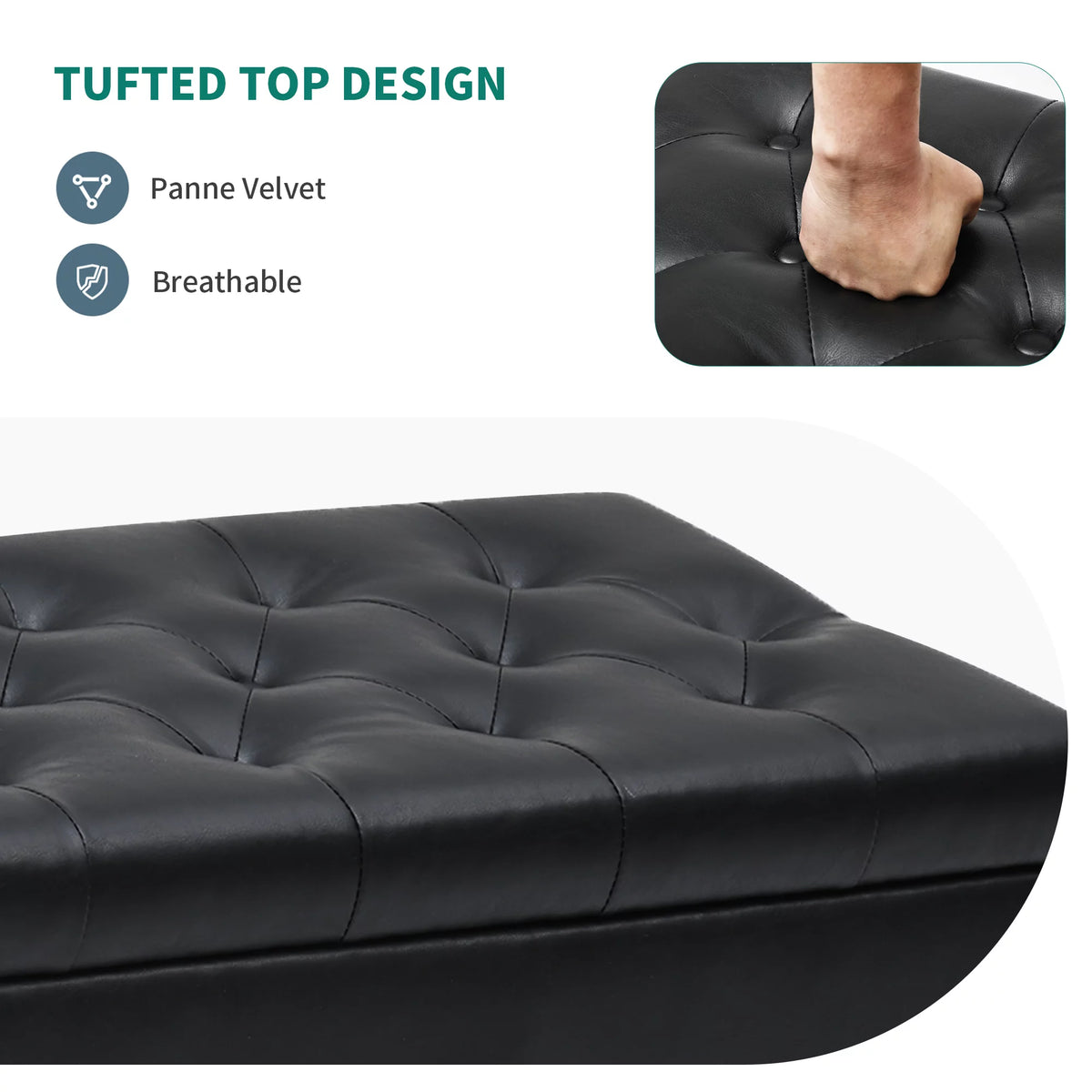 Faux Leather Storage Ottoman Bench P3529