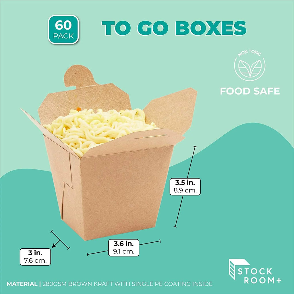60 Pack 16oz Kraft Paper Take Out Food Containers W91534
