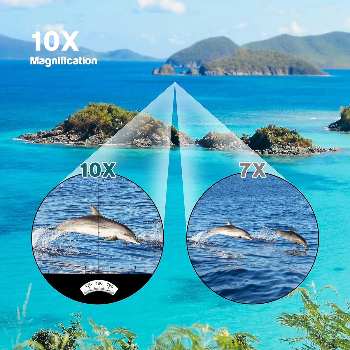 10X50 Waterproof Marine Binoculars with Rangefinder and Compass H5848