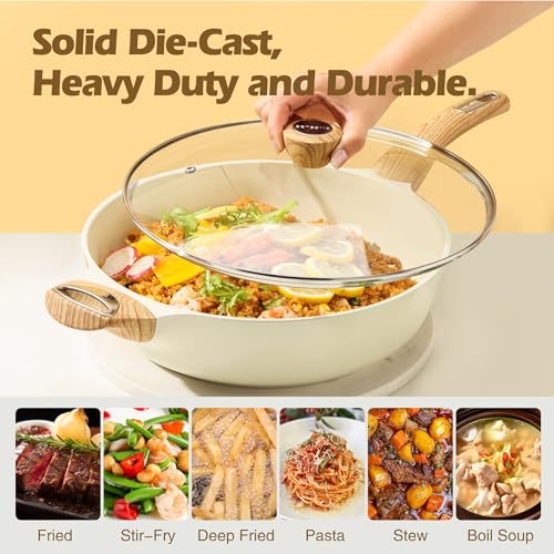 12 Inch Nonstick Deep Frying Pan with Lid Q2934
