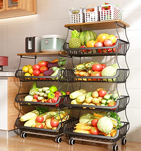 5 Tiers Metal Kitchen Storage Cart with Wheels C296363