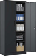 71" H Metal Garage Storage Cabinet with Doors and 4 Shelves A9686