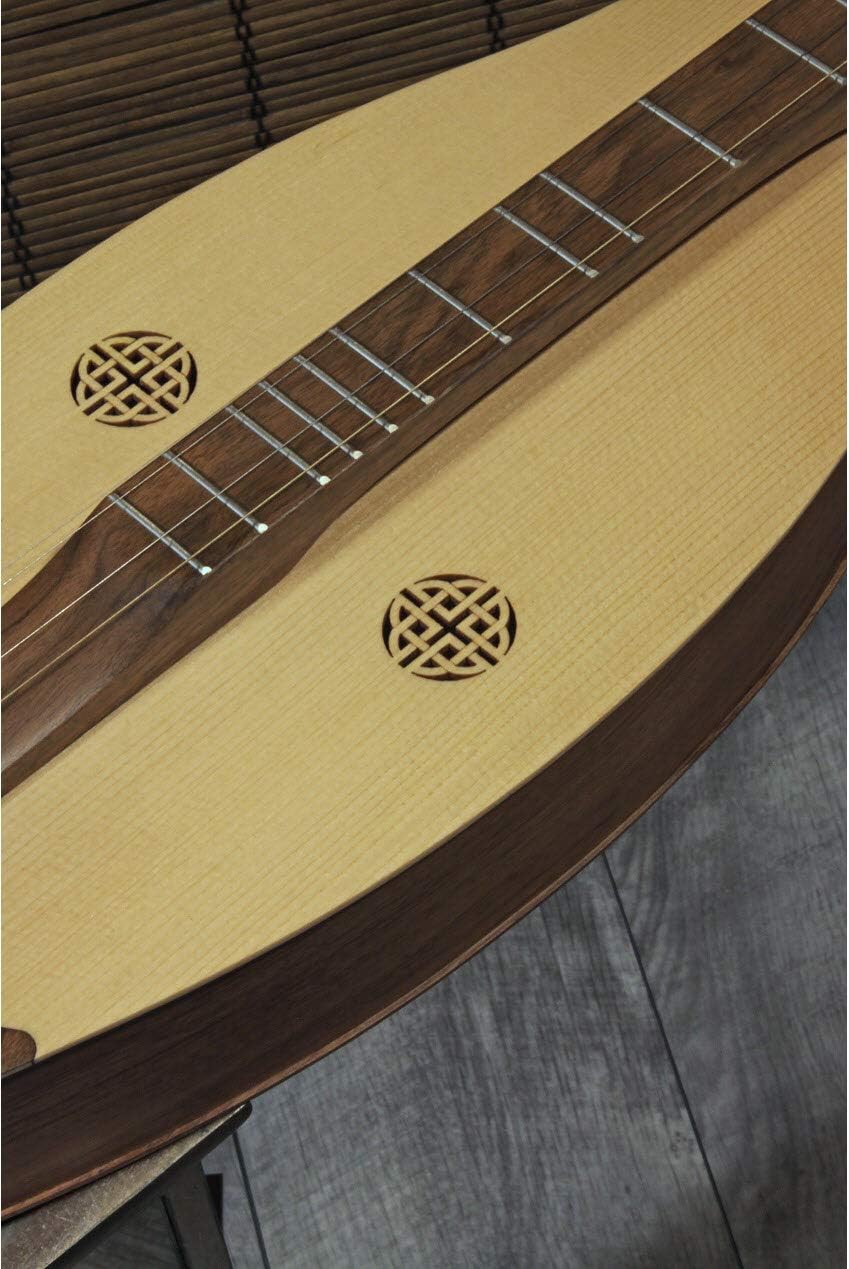 Mountain Dulcimer 4-String Vaulted Spruce Knotwork Walnut with Gig Bag Case and Replacement Strings X259702