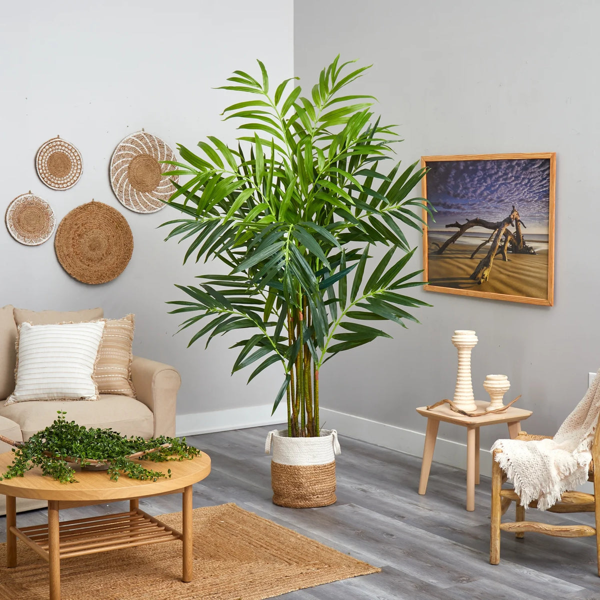 8 Ft Artificial Palm Tree with Cotton Planter D74507