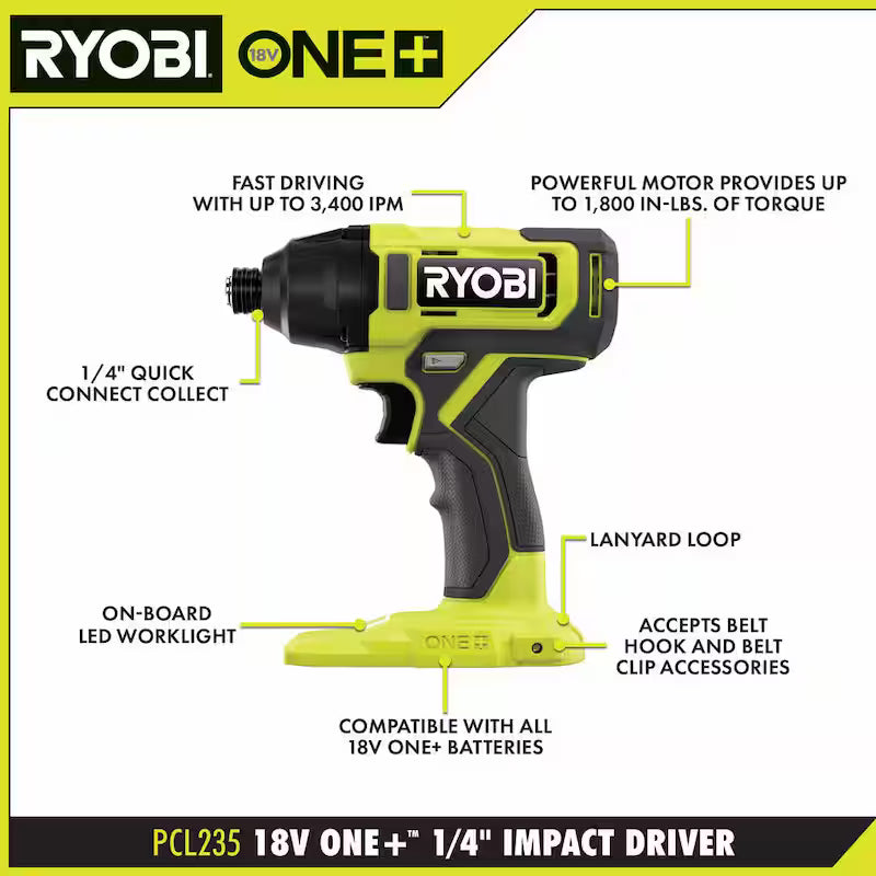 18V Cordless 4-Tool Combo Kit with Batteries, Charger, and 50-Piece Driving Kit A29052
