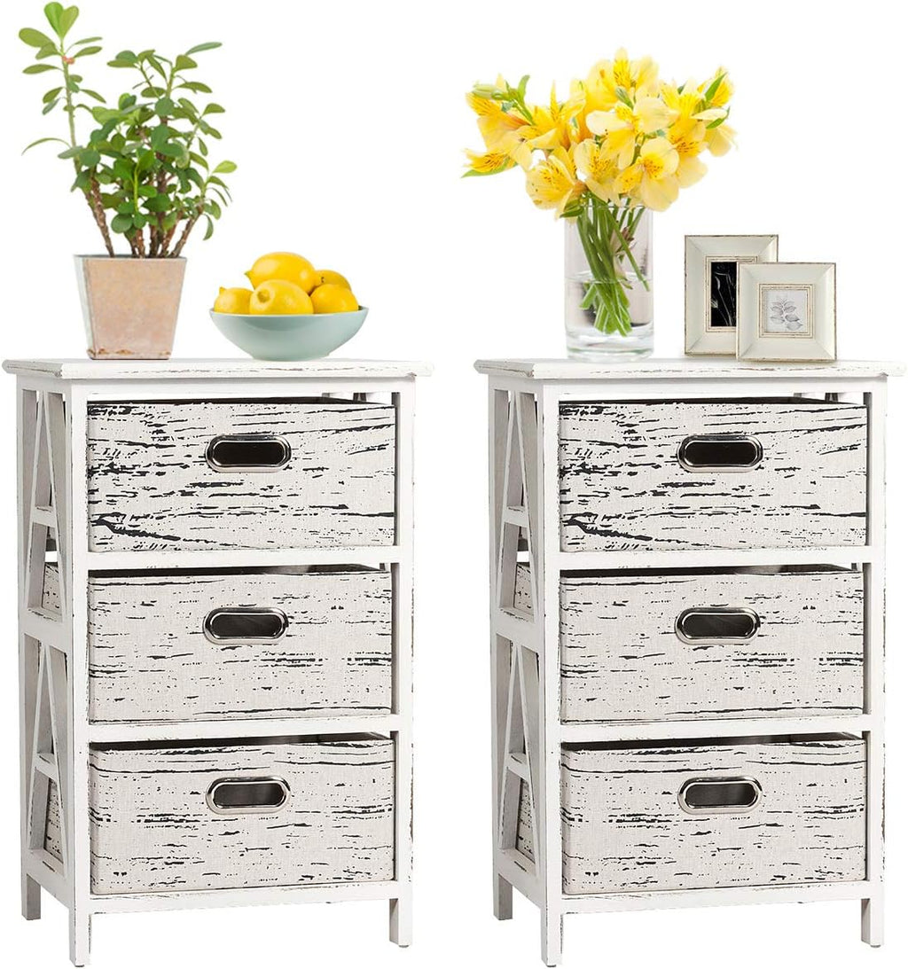 3 Fabrics Storage Drawer Units with Wood Frame O100224