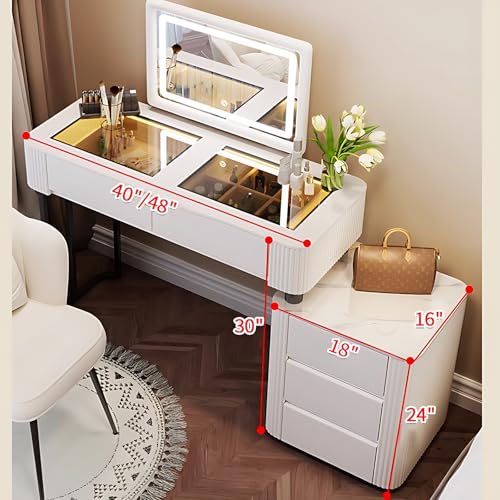 White 40" Solid Wood Vanity Table with Drawers C292