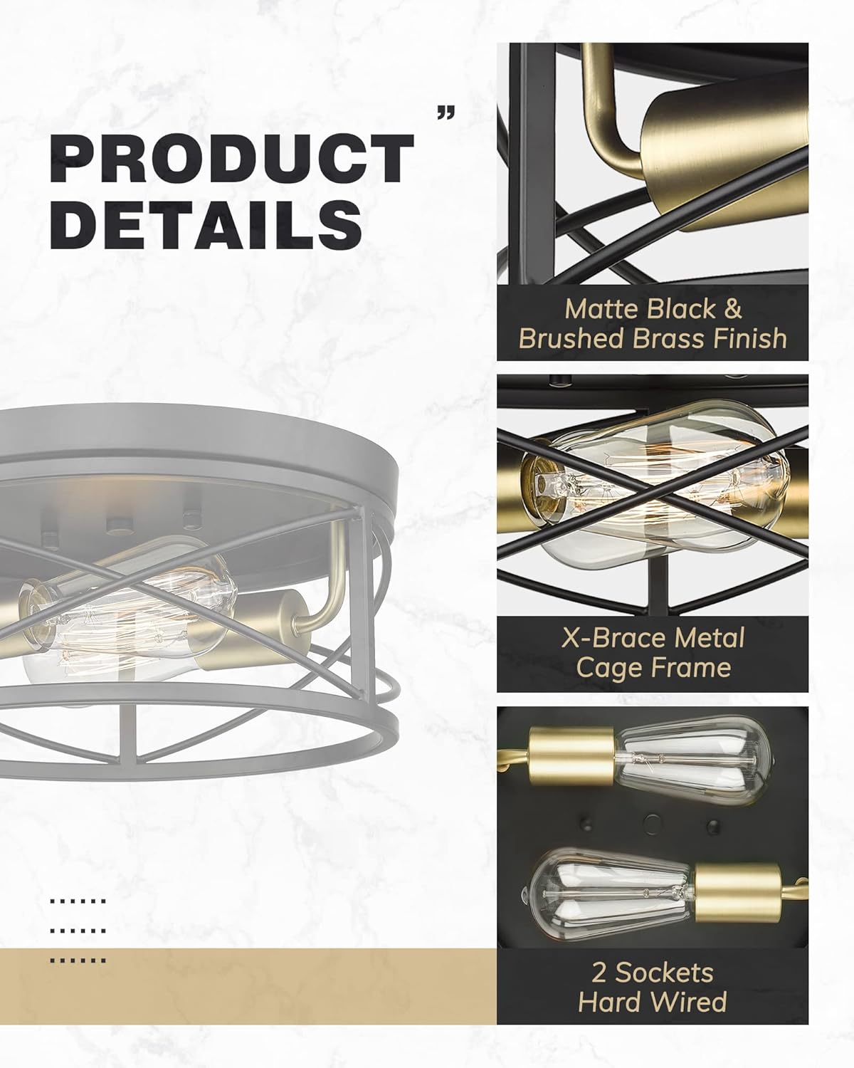12 Inch 2-Light Flush Mount Ceiling Light Fixture U35787