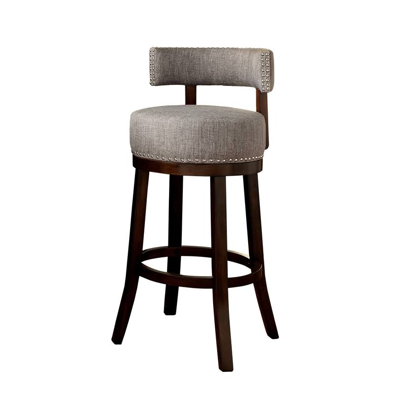 Light Gray Fabric Swivel Bar Stool (Set of 2) E4295