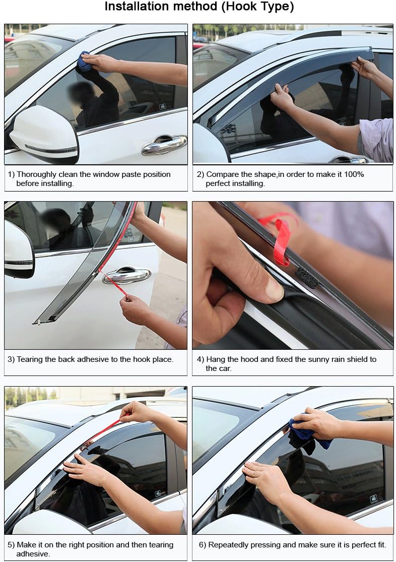 Car Window Visor Vent Shade Deflector Sun/Rain Guards P52897