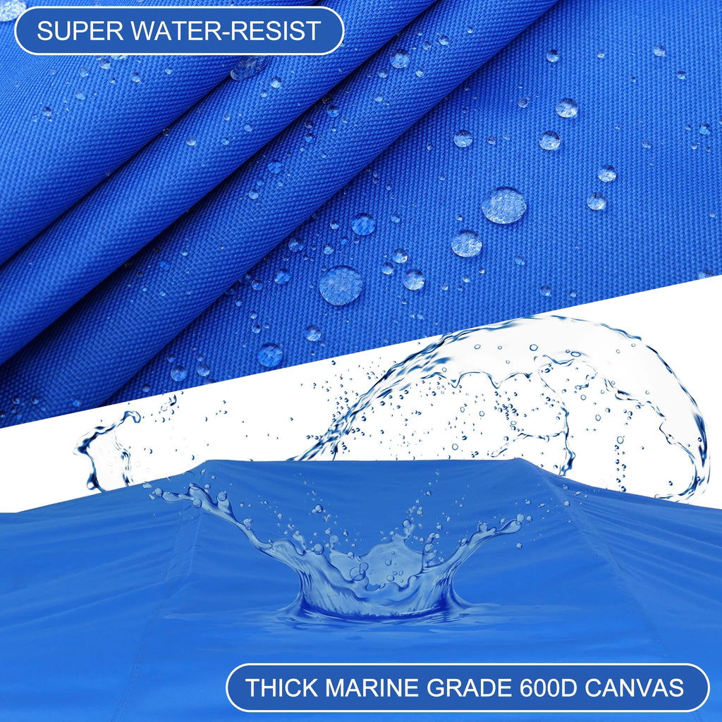 600D 3 Bow 6'L x 46"H x 67"-72"W Bimini Top Canvas Cover with Detachable Side Blocks Storage Blue O329