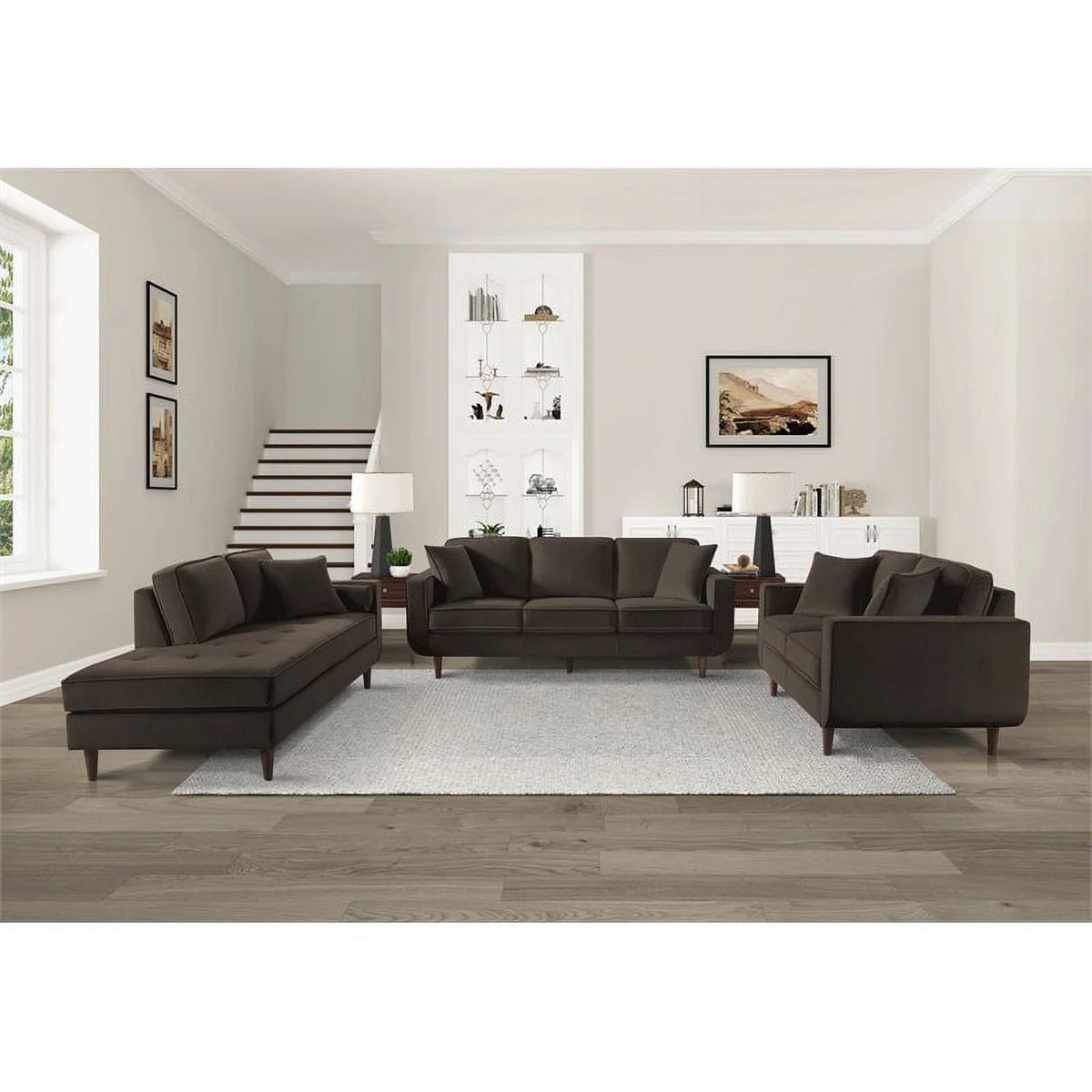 Chocolate Velvet Wood Loveseat Y107721