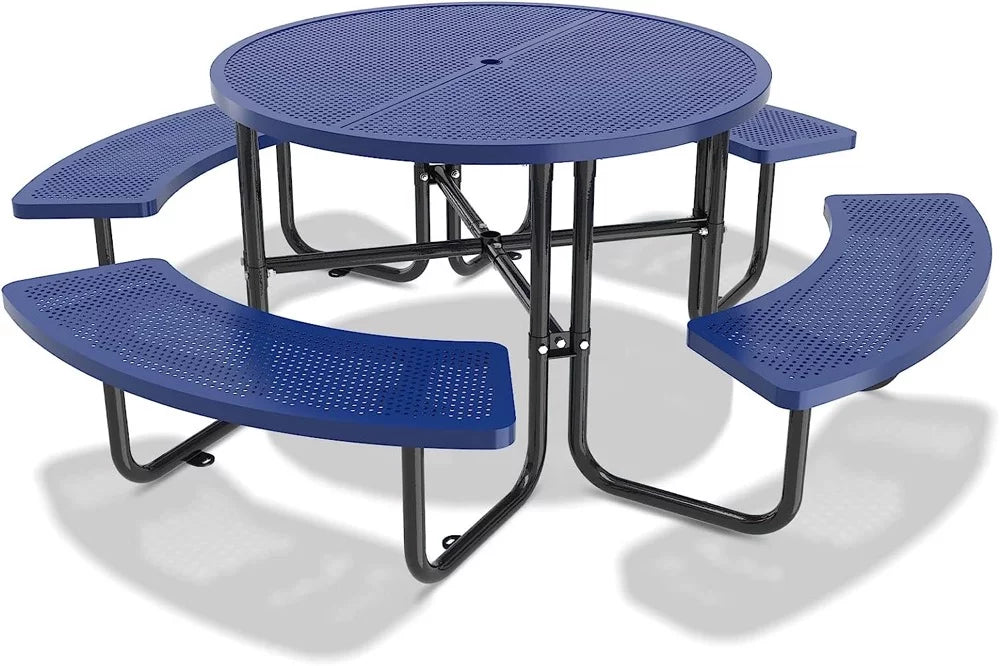 46'' Steel Round Picnic Table with Umbrella Hole U693746