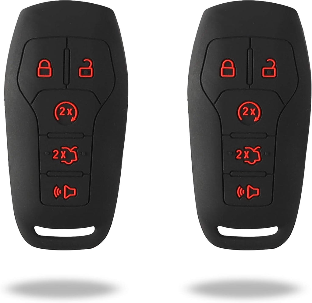 2Pcs Silicone Smart Key Fobs Remote Covers Case (Black) D66830