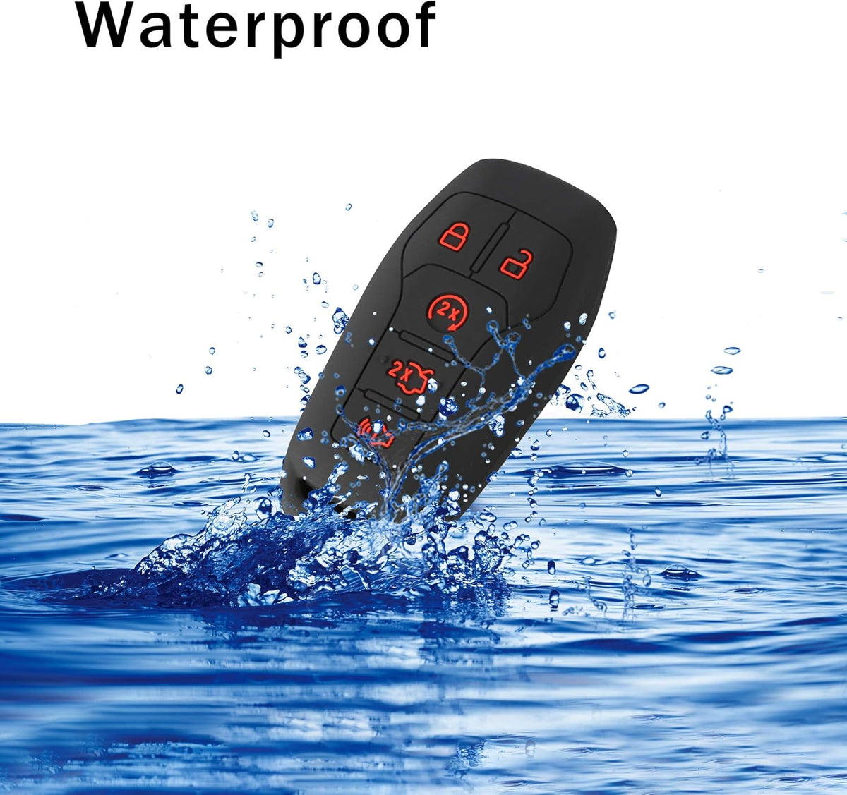 2Pcs Silicone Smart Key Fobs Remote Covers Case (Black) D66830