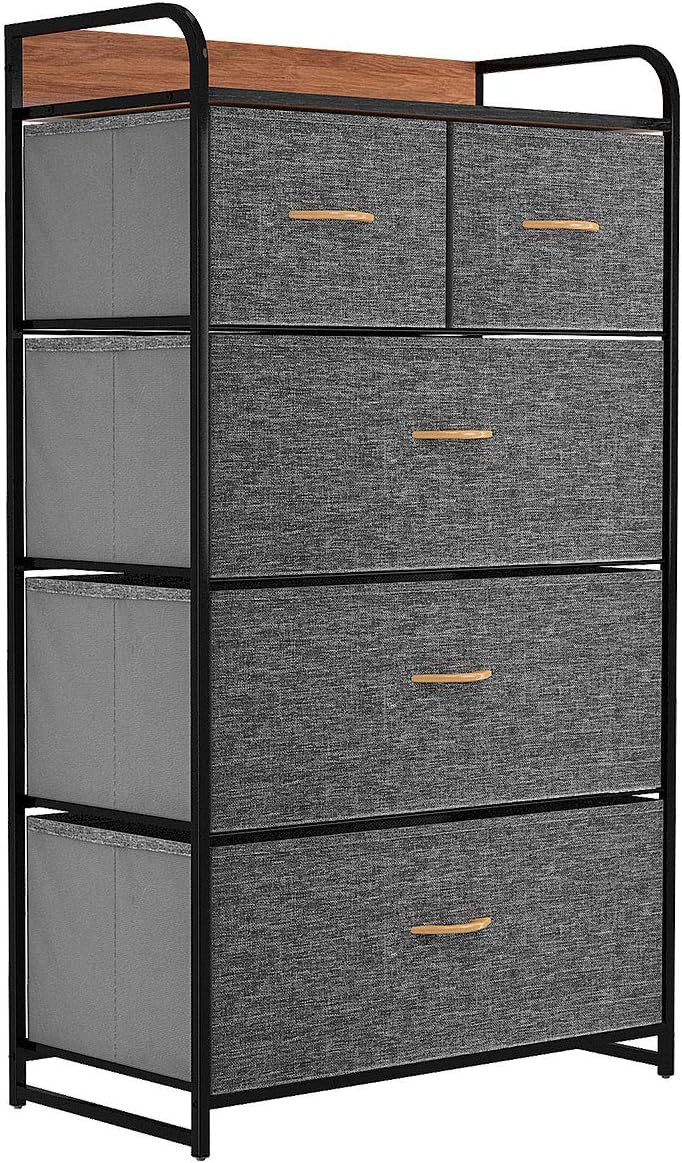 Fabric Dresser with 5 Drawers, Dark Grey M91135