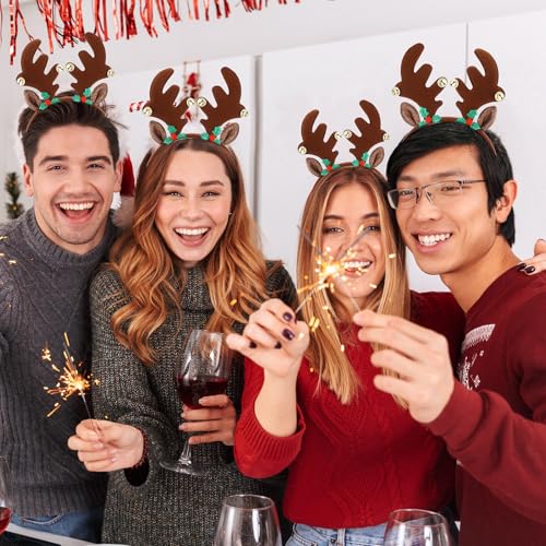 36 Pcs Christmas Reindeer Antler Headbands with Bell W423348
