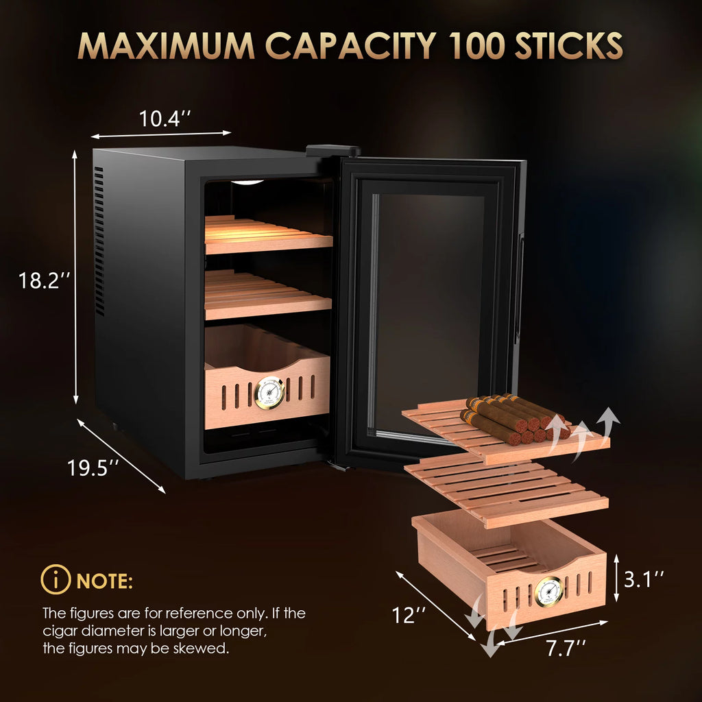 25L 200 Counts Electric Cigar Humidor Cabinet with Heating & Cooling Control N9465