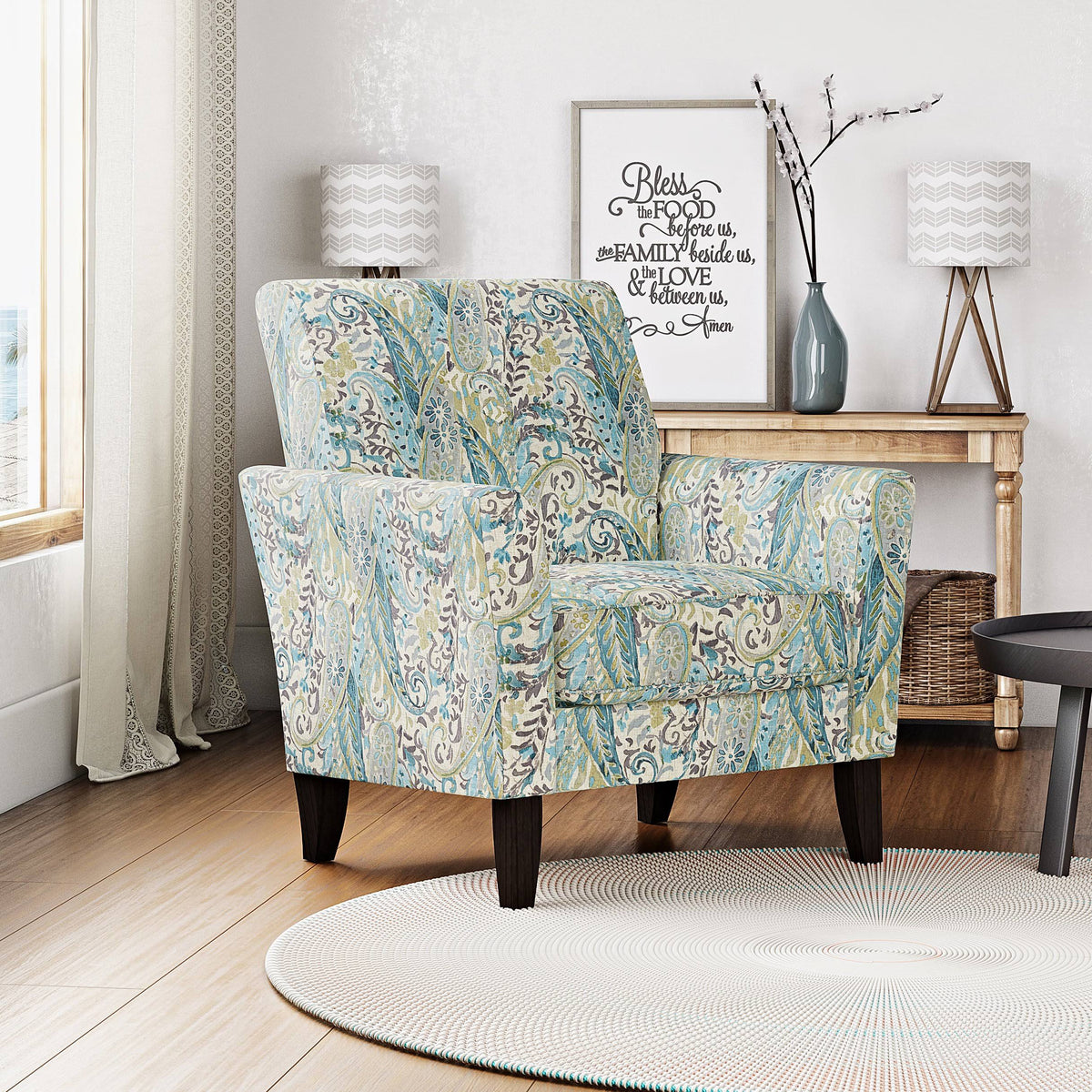 Transitional Flared Arm Armchair Multi Mango Paisley I6506