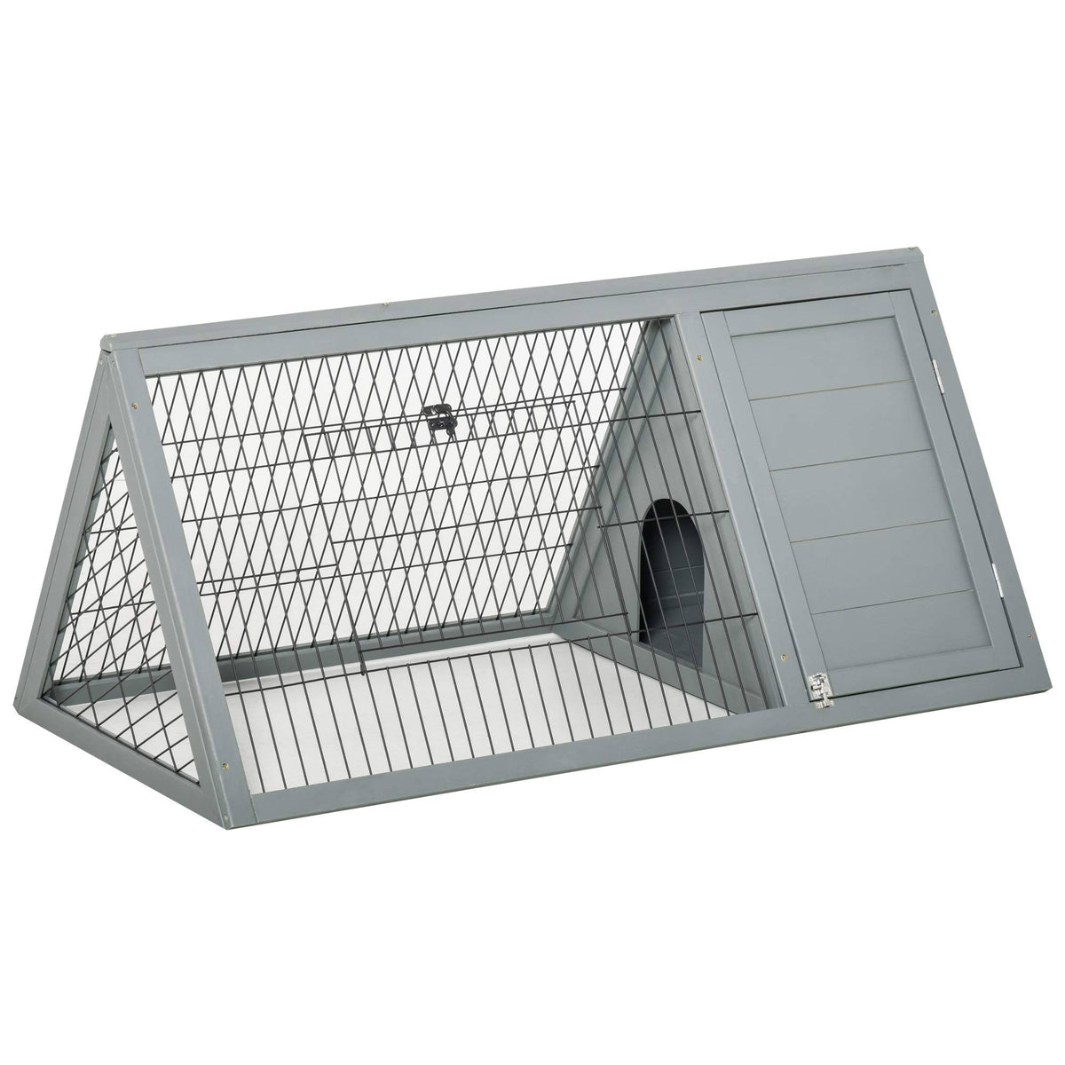 Wooden A-Frame Outdoor Rabbit Cage Small Animal Hutch with Run S988466