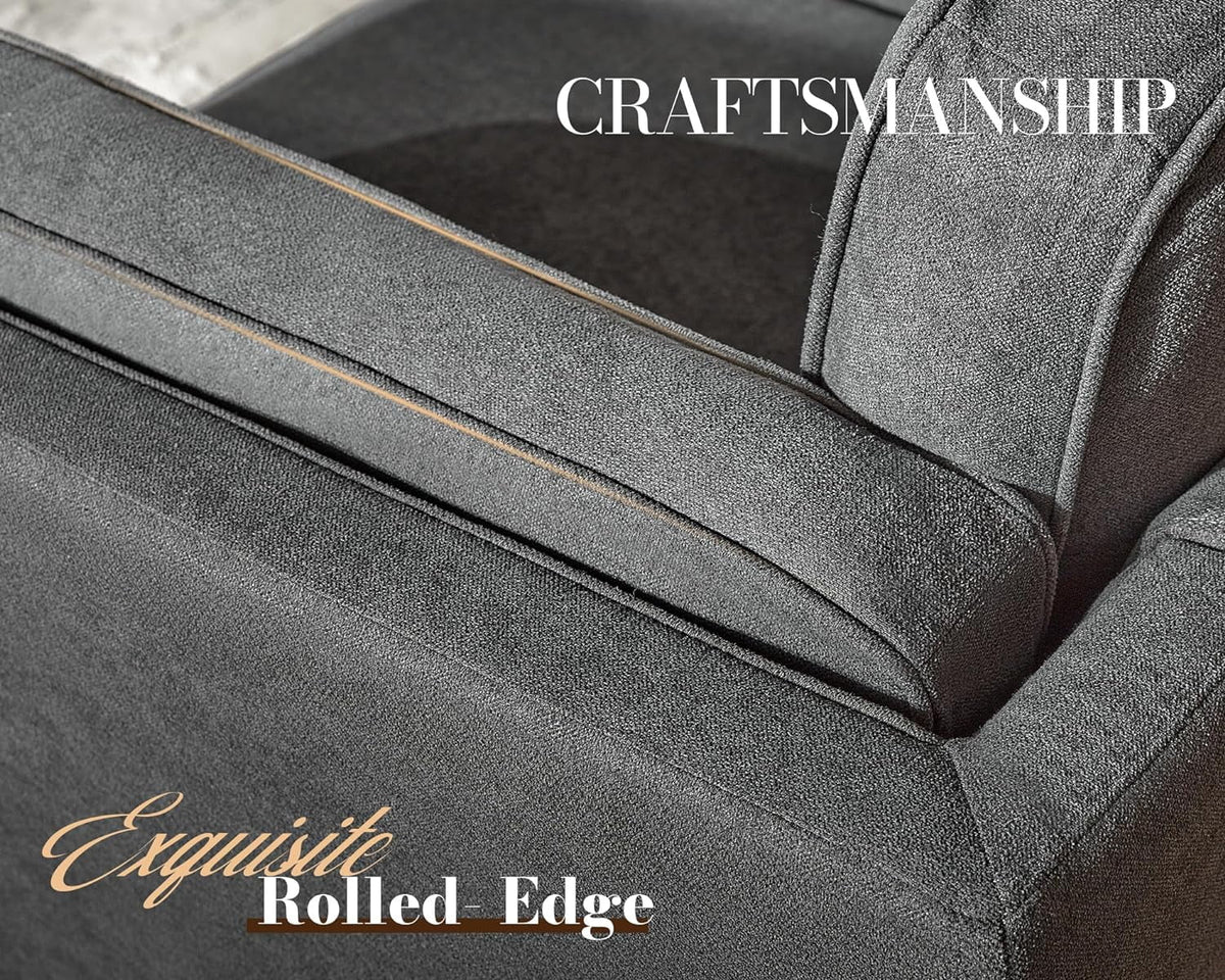 87 inch Dark Grey Deep Seat Sofa with Embedded Arm Pillow B670724