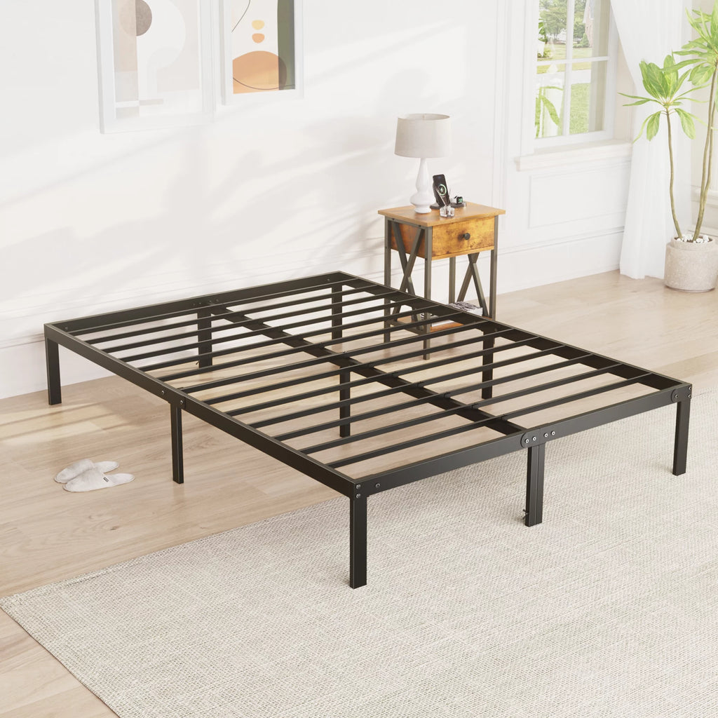 Queen Platform Bed Frame with Storage and Steel Slat Support K771998