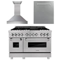 48 in. Stainless Dual Fuel Range, Range Hood and Dishwasher G68268