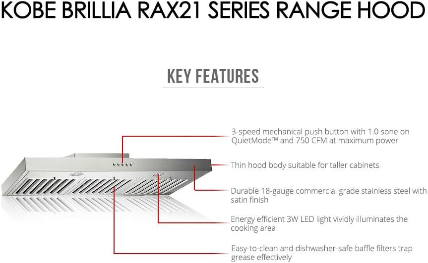 Under Cabinet Range Hood, 3-Speed, 750 CFM, Baffle Filters N8488