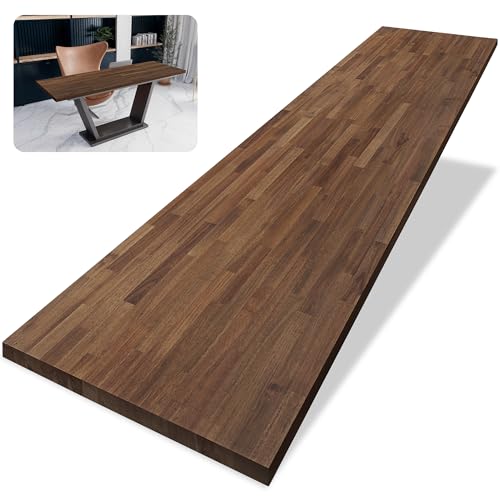 Solid Wood Table Top, Dark Walnut Stained Acacia Desktop, 1in. Thick E580625