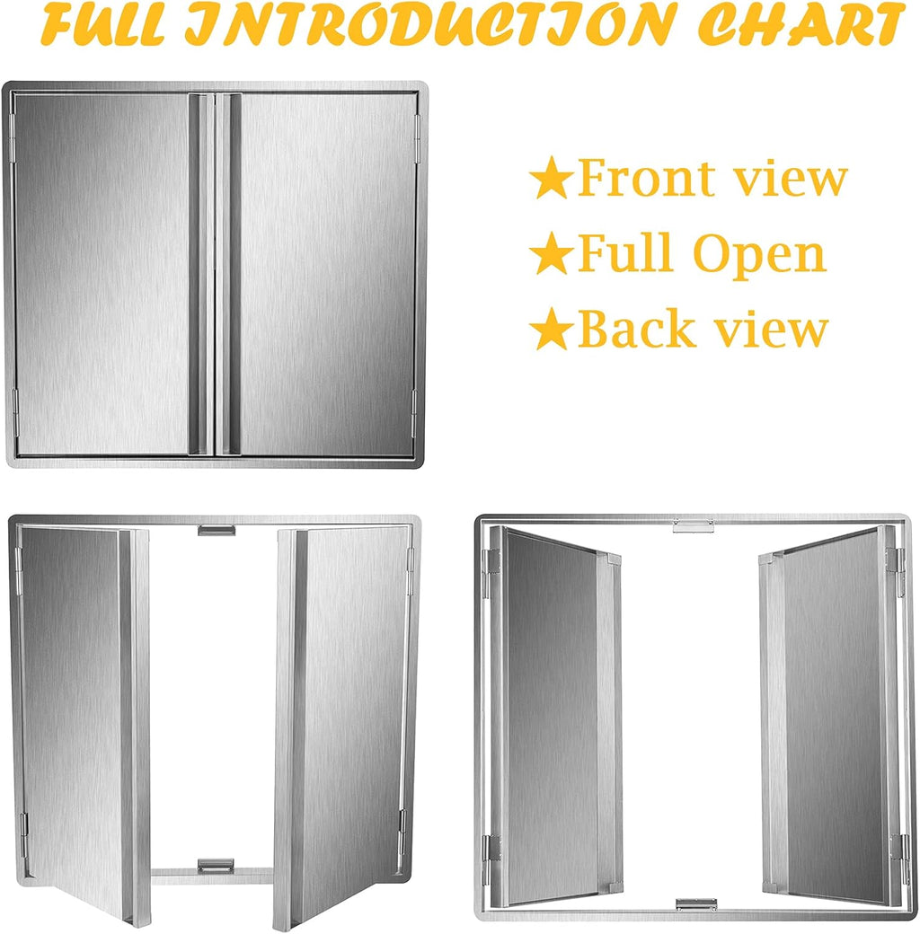 304 Brushed Stainless Steel BBQ Access Door (28 W x 19 H) E9786