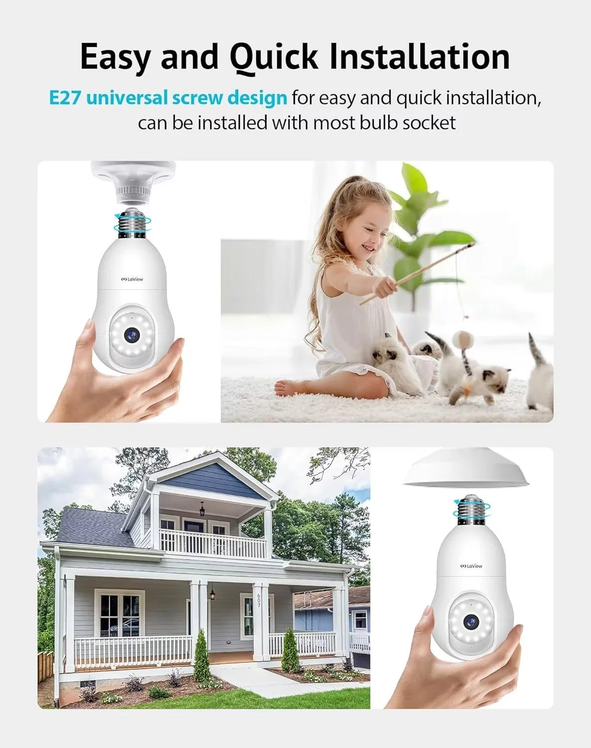 4MP 2K Security Camera Wireless Outdoor Indoor E61952