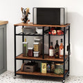 Black 3-Tier Baker's Rack Utility Shelf with Storage and Drawer B37736