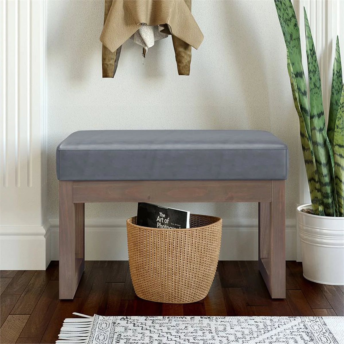 26" Wide Faux Leather Entryway Bench L7976