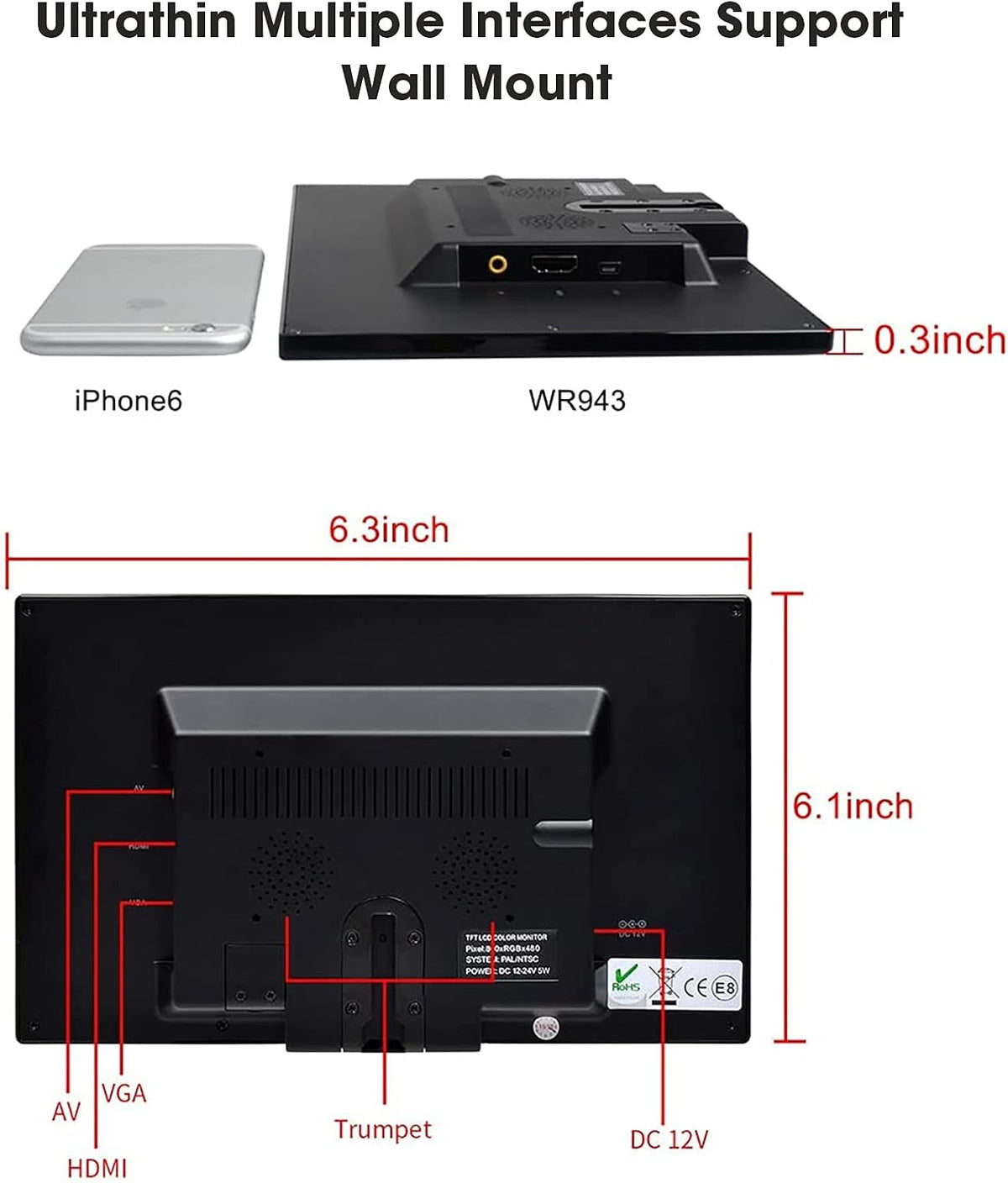 10.1 Inch Security CCTV Monitor with Remote Control Pack of 2 G193857
